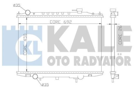 Радиатор охлаждения Nissan NP300 (08-), Pick Up (98-) 2.5D Kale Oto Radyator 362900
