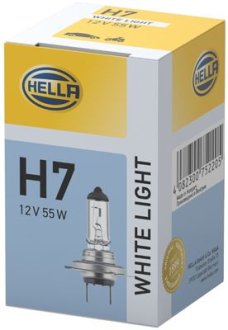 H7 12V 55W Лампа розжарювання WHITE LIGHT UP TO 300h, UP TO 4200 KELVIN Hella 8GH 223 498-131
