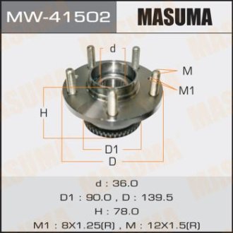 Ступица колеса заднего в сборе с подшипником Mazda 6 (02-07) (с ABS) (MW-41502) Masuma MW41502 (фото 1)