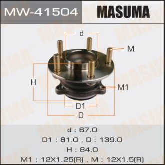 Ступица колеса заднего в сборе с подшипником Mazda 3 (13-16) (с ABS) (MW-41504) Masuma MW41504