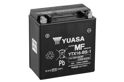 МОТО 12V 14,7Ah MF VRLA Battery (сухозаряжений) Battery Europe) Gmb YUASA YTX16-BS-1