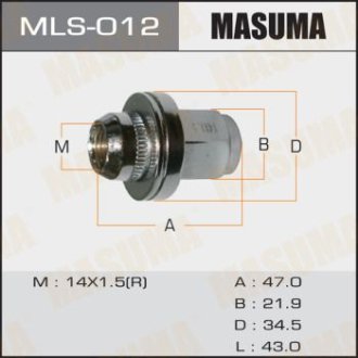 Гайка колеса 14x1.5Land Cruiserс шайбой D 35 mm / под ключ=22 мм (MLS-012) Masuma MLS012 (фото 1)