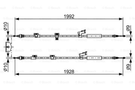 FORD трос ручного гальма задн. 1990/1885+1925/1805 мм GRAND C-MAX 10- Bosch 1987482494 (фото 1)