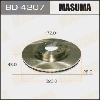 Диск тормозной передний (кратно 2) Mazda CX-7, CX-9 (07-12) (BD-4207) Masuma BD4207