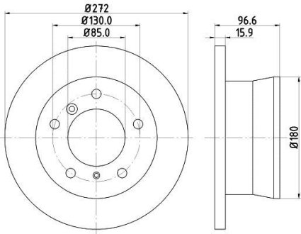 Гальмівний диск зад. Sprinter 308-316 96-06 (16mm) (PRO) PAGID Hella 8DD355111-901 (фото 1)
