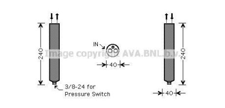 Осушитель кондиционера Nissan X-Trail 2,0i 01>08 08>, FX 35 08> AVA Cooling Systems DND267 (фото 1)