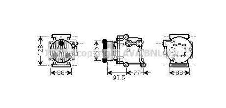 Компрессор кондиционера Ford Fiesta Fusion 1,25-1,6i, Fiesta 1,25-1,6i 08> AVA Cooling Systems FDAK434 (фото 1)