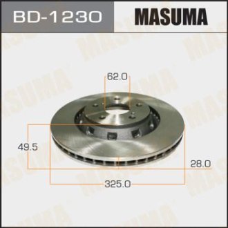 Диск тормозной передний (кратно 2) Toyota Venza (09-16) (BD-1230) Masuma BD1230
