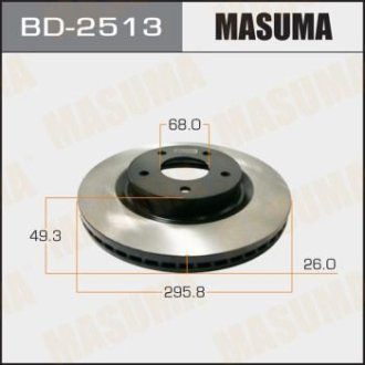 Диск тормозной передний (кратно 2) Nissan Teana (08-14) (BD-2513) Masuma BD2513 (фото 1)