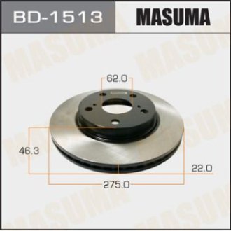 Диск тормозной передний (кратно 2) Toyota Corolla (06-) (BD-1513) Masuma BD1513