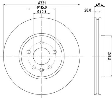 PRO HIGH CARBON OPEL диск гальмівний передній Insignia B Hella 8DD 355 132-171 (фото 1)