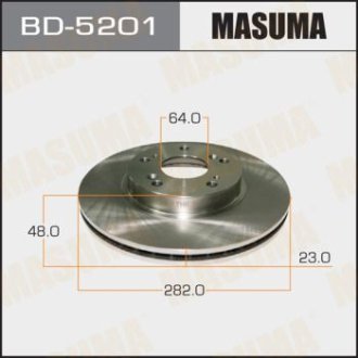Диск тормозной передний (кратно 2) Honda Civic (06-12) (BD-5201) Masuma BD5201