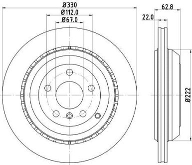 PRO DB гальмівний диск задн. вент. DB GL,ML, R 251 05- Hella 8DD 355 113-231