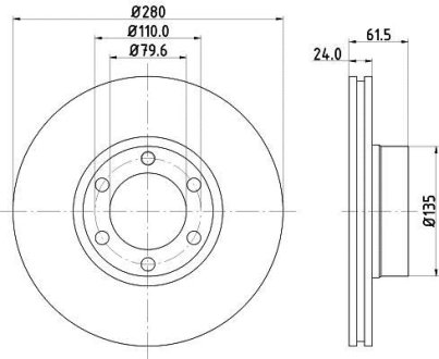 RENAULT диск гальмівний передній Master II 2.5/2.8TD 98- Hella 8DD 355 106-611