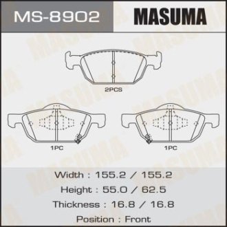 Колодки тормозные передн Honda Accord, Civic (08-) (MS-8902) Masuma MS8902 (фото 1)