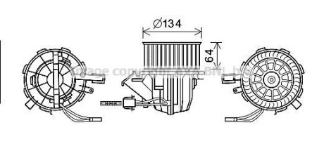 Вентилятор отопителя салона Audi A4 08>15, A5 09>12/11, Q5 08>12/12 AVA Cooling Systems AI8391 (фото 1)