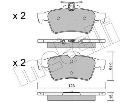 Колодки гальмівні (задні) Ford Connect 13-/Kuga/C-Max/Focus/Volvo V40 12- METELLI 22-0337-3 (фото 1)