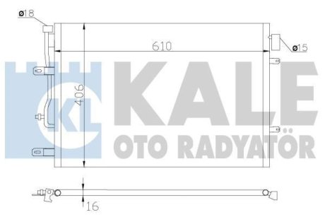 KALE VW Радіатор кондиціонера (конденсатор) Audi A4/6 1.6/3.0 00- Kale Oto Radyator 342410