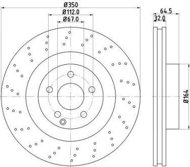 PRO DB Гальмівний диск переднії S Klass W221 05- Hella 8DD 355 115-401 (фото 1)