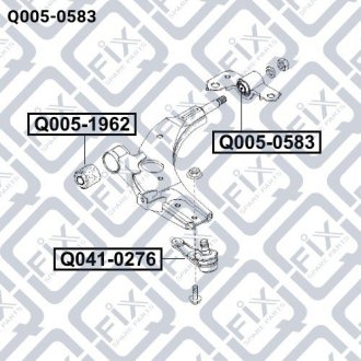 Сайлентблок переднього важеля без кронштейна (задній) Q-FIX Q005-0583