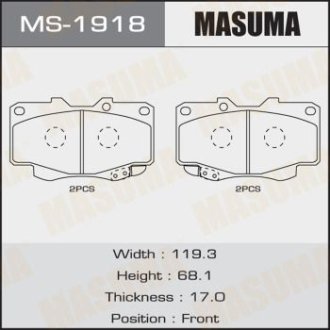 Колодки тормозные передн Toyota Hilux (05-12) (MS-1918) Masuma MS1918