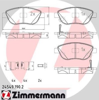 Гальмiвнi колодки дисковi з аксесуарами переднi ZIMMERMANN Otto Zimmermann GmbH 245491902
