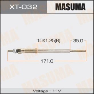Свеча накала PT-157.11V /1KZ-FTVTOYOTA YARIS (XT-032) Masuma XT032 (фото 1)