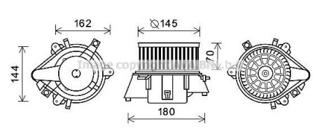 Вентилятор отопителя салона Fiat Doblo I 01>10 AC+ AVA Cooling Systems FT8438 (фото 1)