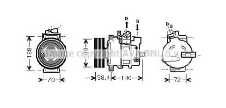 AUDI Компресор кондиціонера A4 B6 00-, A4 B7 04-, SEAT AVA Cooling Systems AIAK262 (фото 1)