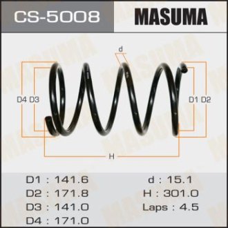 Пружина подвески передняя Honda CR-V (02-) (CS-5008) Masuma CS5008