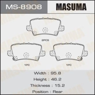 Колодки тормозные задн Honda Civic (06-12) (MS-8908) Masuma MS8908