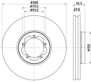PRO FORD диск гальм. передн. TRANSIT 15- Hella 8DD 355 123-131 (фото 1)