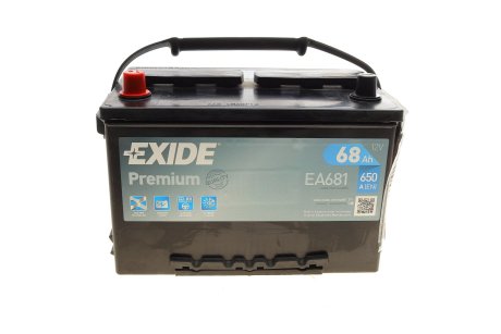 Акумуляторна батарея 68Ah/650A (277x175x190/+L/B1+B12) Premium EXIDE EA681