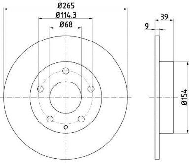 Диск гальмівний (задній) Mazda 3 13-/CX-3 15- (265x9) PRO TEXTAR 92267703