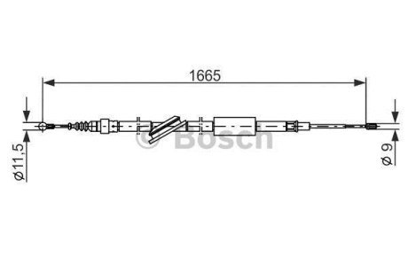 Трос гальм. задн. лів. прав. AUDI TT -06 Bosch 1987477249 (фото 1)