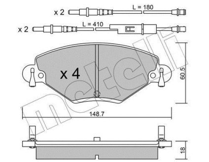 Колодки гальмівні (передні) Citroen C5 01- (з датчиком) METELLI 22-0331-0 (фото 1)