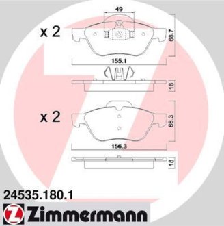 Гальмiвнi колодки дисковi переднi ZIMMERMANN Otto Zimmermann GmbH 245351801