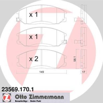 Гальмiвнi колодки дисковi переднi Otto Zimmermann GmbH 235691701 (фото 1)
