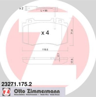 Гальмiвнi колодки дисковi переднi Otto Zimmermann GmbH 232711752 (фото 1)