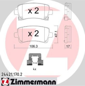 Гальмiвнi колодки дисковi заднi ZIMMERMANN Otto Zimmermann GmbH 244211702