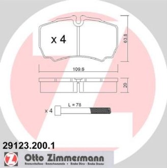 Гальмiвнi колодки дисковi заднi ZIMMERMANN Otto Zimmermann GmbH 291232001