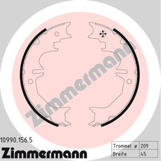 Колодки стояночного тормоза Zimmermann Otto Zimmermann GmbH 10990.156.5