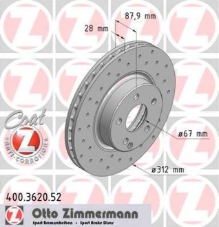 Диск гальмівний SPORT Z A211421091264 Otto Zimmermann GmbH 400362052 (фото 1)
