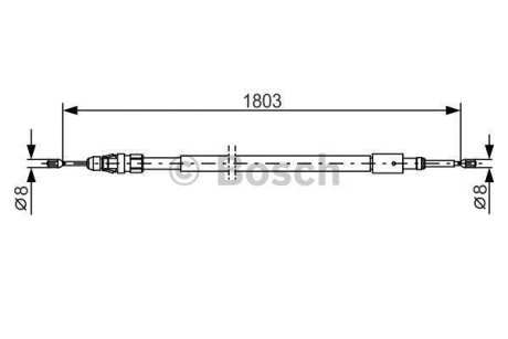 Трос ручного гальма прав. DS3 Bosch 1987482317 (фото 1)