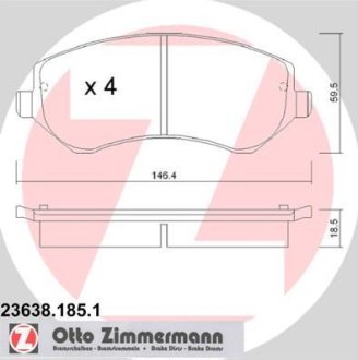Гальмiвнi колодки дисковi Otto Zimmermann GmbH 236381851 (фото 1)