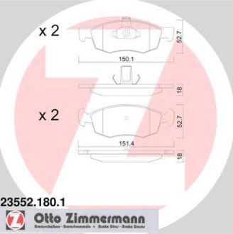 Гальмiвнi колодки дисковi Otto Zimmermann GmbH 235521801 (фото 1)