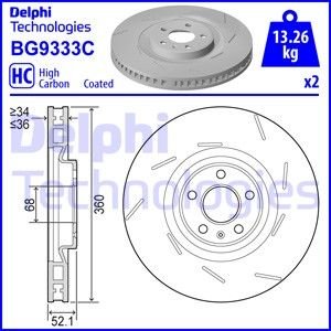Гальмiвнi диски переднiй лiвий DELPHI BG9333C (фото 1)