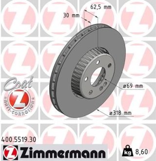Гальмiвнi диски переднi ZIMMERMANN Otto Zimmermann GmbH 400551930