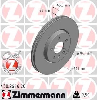Гальмiвнi диски переднi Otto Zimmermann GmbH 430264620 (фото 1)