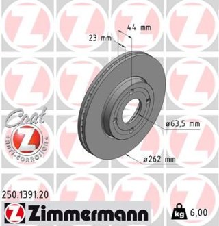 Гальмiвнi диски переднi Otto Zimmermann GmbH 250139120 (фото 1)